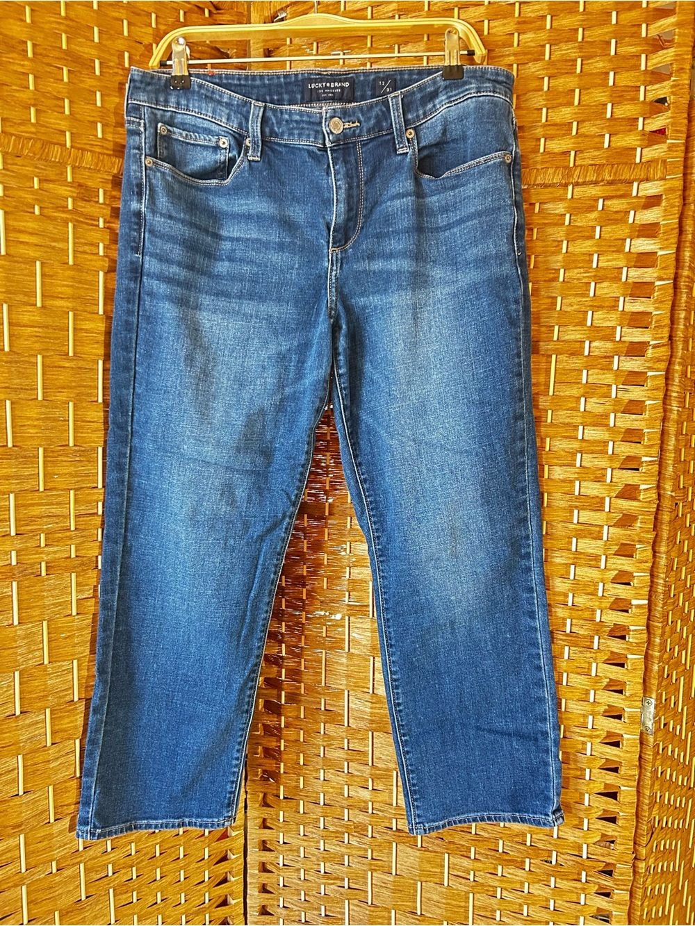 Lucky Brand Sweet Crop Straight Leg Jeans 12/31 Medium Wash Stretch Denim